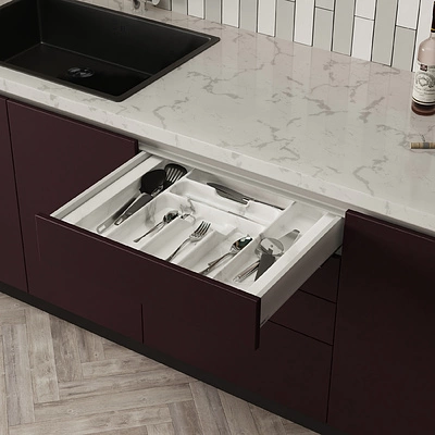 Лоток для столовых приборов 600 MARBLE 540*430, бело-серый мрамор AKS - фото 6