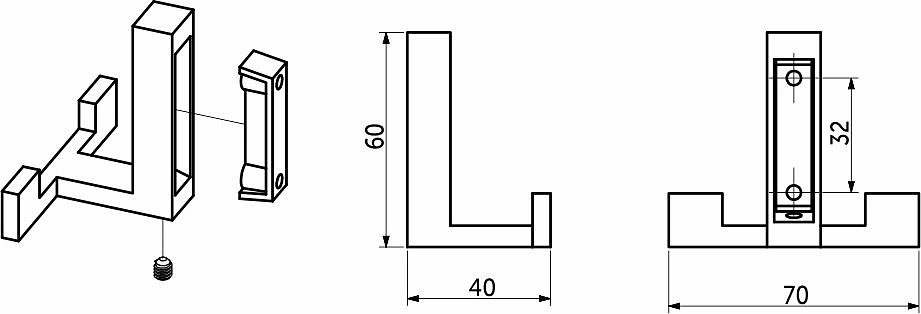 Крючок меб. двухрожковый мет. LEGGO шлифованный титан AKS - фото 2
