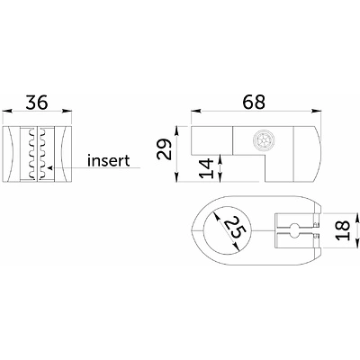 Соединитель стекло/плита к трубе d25 (553) петельный (с вкладышами), вакуумное хромирование AKS - фото 2