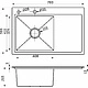 Мойка н/сталь, прямоугольная одночашевая, 780*510мм, сатин, PVD покрытие, мойка слева, с крылом, врезн на/вровень столешнице, AKS (3,2мм) - фото 2