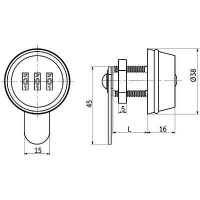 Замок для распашной двери кодовый 600-15 AKS - фото 2