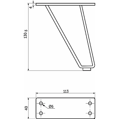Опора меб. мет. TECHNO h130 черный AKS - фото 2