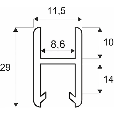 Профиль алюминиевый SISO горизонт нижний L-2000 мм - фото 2