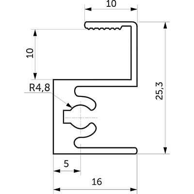 Профиль алюминиевый SENATOR черный глянец горизонт верхн. L-6000 мм АЛЮТЕХ для узкой сис-мы - фото 2