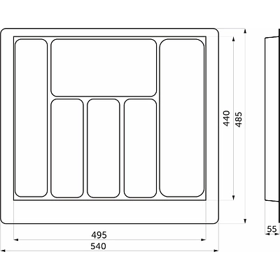 Лоток для столовых приборов 600 PIXEL 540*485, графит AKS - фото 2