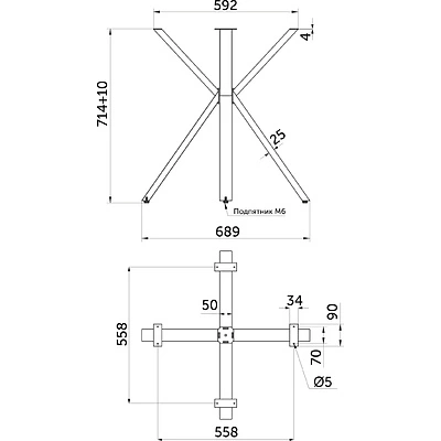 Подстолье VECTOR h714 под круглую столешницу, графит муар AKS - фото 2