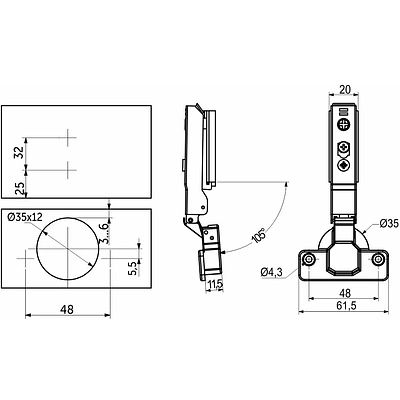 Петля накладная с доводчиком 48мм h0 clip-on AKS PLUS 3D узкая (саморезы, заглушки) - фото 2