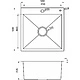 Мойка н/сталь, квадратная одночашевая, 500*500мм, сатин, PVD покрытие, врезн на/вровень столешнице, AKS (3,2мм) - фото 3