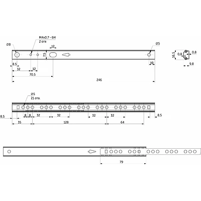 Направляющая шариковая L-246 h=17 AKS A - фото 2