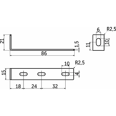 Уголок металлический (предохраняет от опрокидывания мебели) 86*21*15 (1,5) (уп/100шт), AKS - фото 2