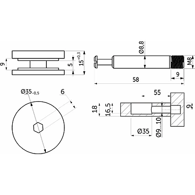 Эксцентриковая стяжка усиленная 35мм +шток 55мм H-type (белая заглушка в комплекте) (уп/100компл) AKS - фото 2