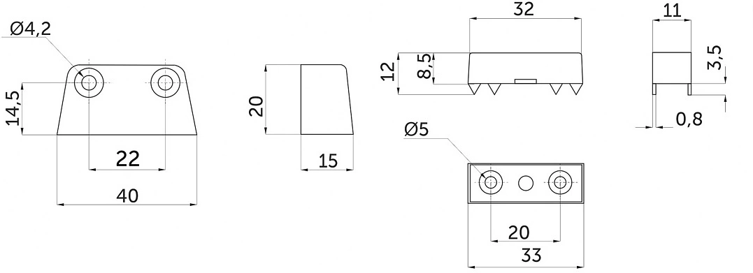 Трапециевидная стяжка белая (стяжка+пластик+1винт) (уп/10 компл) AKS - фото 2