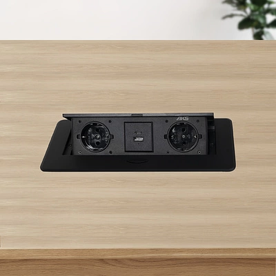 Выдвижной удлинитель Nova USB, 2 розетки, USB A + USB C, черный, AKS - фото 5