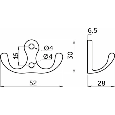 Крючок меб. двухрожковый мет. WP19 черный матовый GRIDLI - фото 2