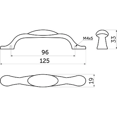 Ручка меб. скоба мет. UP19 с керам. вставкой (крем) 96 старое золото/золотой узор AKS тип 2 - фото 2