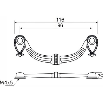 Ручка меб. скоба мет. FLY 96 старое золото AKS - фото 2