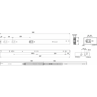 Направляющая шариковая L-550 h=35 AKS PLUS SOFT CLOSE A - фото 2
