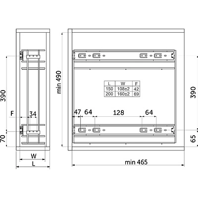 Выдвижная корзина-карго 200 крепл.боковое/универс., хром GRIDLI - фото 2