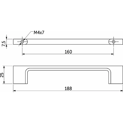 Ручка меб. скоба мет. AK705 160 черный матовый, AKS - фото 2
