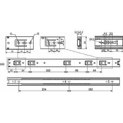 Направляющая шариковая L-500 h=35 GRIDLI A - фото 2