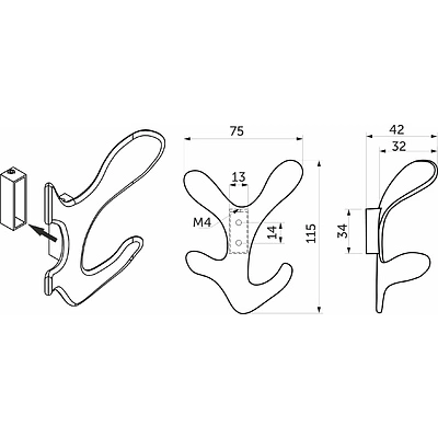 Крючок меб. четырехрожковый мет. KORAL черный матовый AKS - фото 3