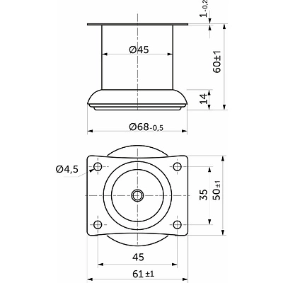 Опора меб. мет. TB019 (B140) d45 h60, хром, AKS - фото 2