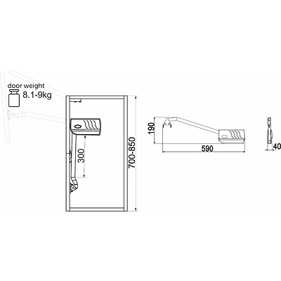 Подъемный механизм складной D AKS PLUS HERMES серый 8,1-9,0 кг - фото 2