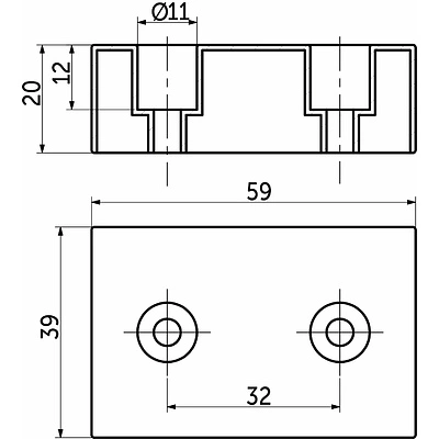 Опора меб. пласт. 60х40х20 металлик РП - фото 2