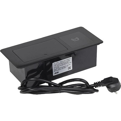 Выдвижной удлинитель Nova 5, 2 розетки, USB A + C, беспроводная зарядка, черный, AKS - фото 3