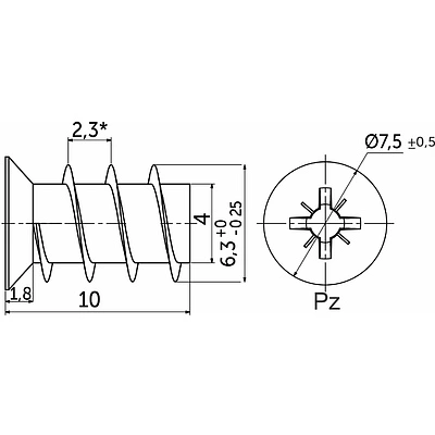 Шуруп EURO ES 6.3*10 (уп/2тыс.шт) AKS - фото 2