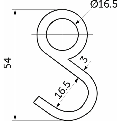 Крючок на трубу d16 несъемный (к трубе 87303), черный AKS - фото 2