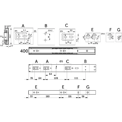 Направляющая шариковая L-400 h=45 PRIME by AKS SOFT CLOSE A - фото 2