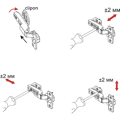 Петля полунакладная с доводчиком 45мм h0 clip-on AKS PLUS 3D (саморезы, заглушки) - фото 5