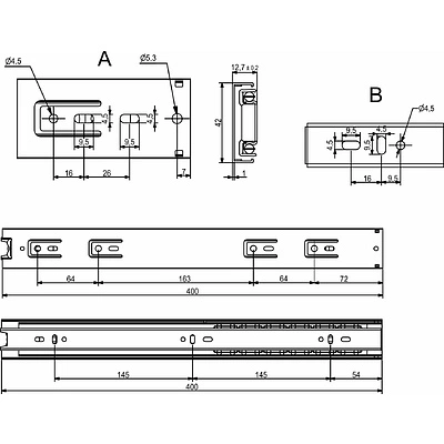 Направляющая шариковая L-400 h=42 GRIDLI B - фото 2