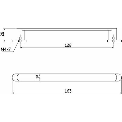 Ручка меб. скоба мет. GRAND 128 черный+латунь, AKS - фото 2