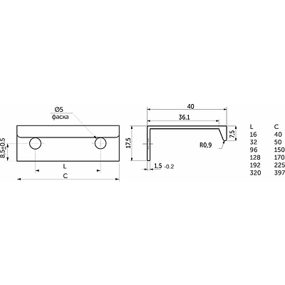 Ручка меб. накладная алюм. INSIDE 192/225 черный матовый, AKS - фото 2