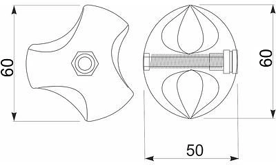 Соединитель 3-х труб d25 (502Р) шарообразный правый, хром AKS - фото 2