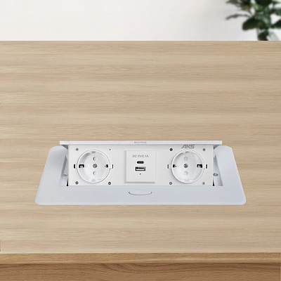 Выдвижной удлинитель Nova USB, 2 розетки, USB A + USB C, белый, AKS - фото 5