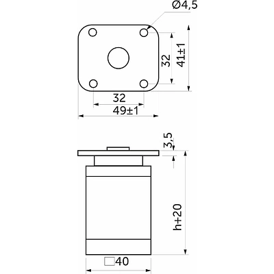 Опора меб. алюм. DAKP-27 h60 с регул. мат.хром AKS - фото 2