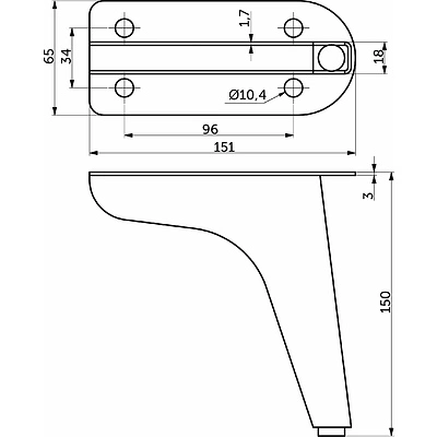 Опора меб. мет. STRONG h150 черный матовый AKS - фото 2