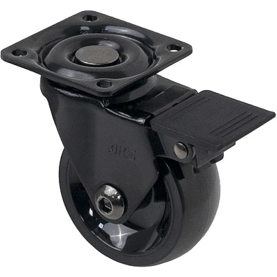 Колесо меб. ORION d50 h64 с площадкой с торм., черный AKS - фото 1