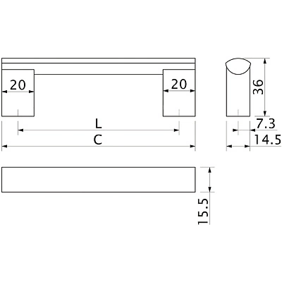 Ручка меб. скоба алюм. AA-04 320 алюминий AKS - фото 2