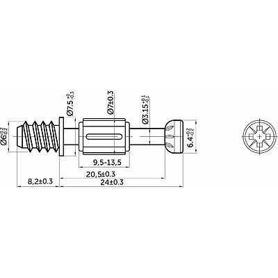 Шток эксцентрика 7*24/6*8,1 с пластиковой зеленой муфтой (уп/10шт) AKS - фото 2