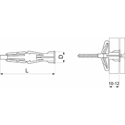 Дюбель для гипсокартона бабочка 10*50 (уп/ 10 шт) AKS - фото 2