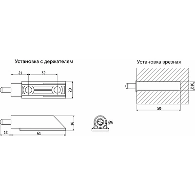 Амортизатор крепление прямое накладной/врезной серый AKS - фото 2