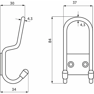 Крючок меб. трехрожковый мет. PRYT черный AKS - фото 2