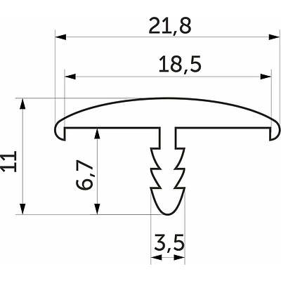 Профиль кромочный ПВХ T-18 пепел (56) однотонный EL-MECH-PLAST (бух.-50пог.м.) - фото 2