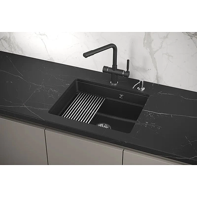 Мойка кварц, прямоугольная, KS-5501U, 550*450мм, черный металлик, под столешницу, Granula - фото 5