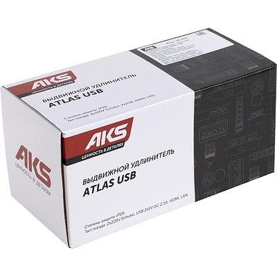 Выдвижной удлинитель Atlas USB, 2 розетки, USB A + C, HDMI, LAN, шлиф. сталь, AKS - фото 5