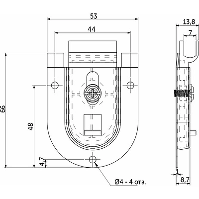 Ролик FAST для раздвижных дверей верхний AKS 50 кг - фото 2